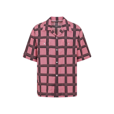 Needles Cowboy One-up Grid Print Camp Shirt In Pink