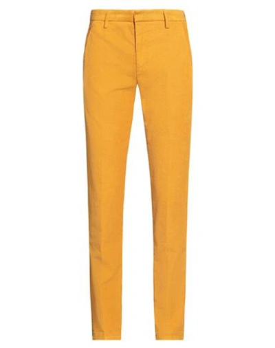 Dondup Man Pants Mustard Size 35 Cotton, Elastane In Yellow