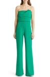 Tadashi Shoji Strapless Crepe Jumpsuit In Pine