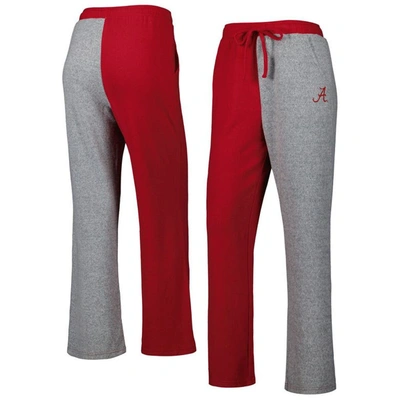 Zoozatz Women's  Crimson, Gray Alabama Crimson Tide Colorblock Cozy Tri-blend Lounge Pants In Crimson,gray