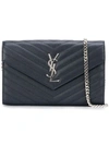 Saint Laurent Envelope Chain Wallet In Blue