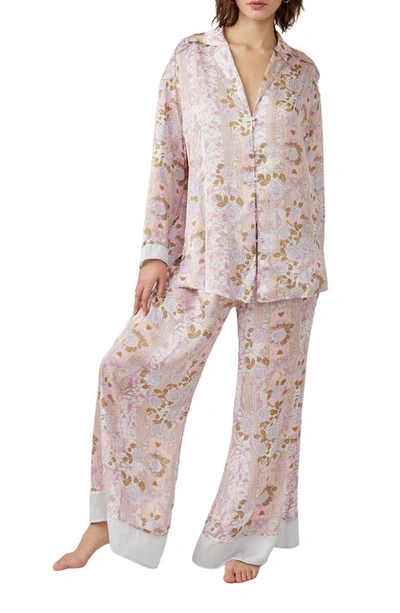 Free People Dreamy Days Mixed Print Pajamas In Lilac Combo