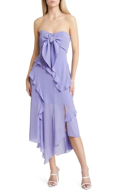 Charles Henry Ruffle Strapless Georgette Dress In Lilac