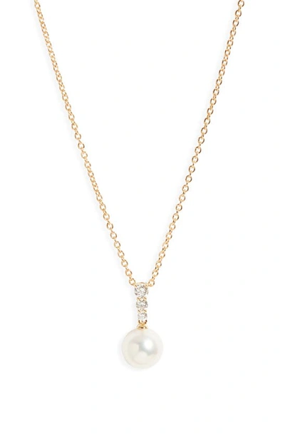 Mikimoto Morning Dew Akoya Pearl & Diamond Pendant Necklace In Yellow Gold/ Diamond/ Pearl