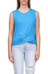 Sanctuary Twisted Cotton Blend Slub Jersey Tank In Blue Wire