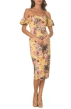 dress the population tara off the shoulder Dress the Population Tara Floral Appliqu Midi-Dress