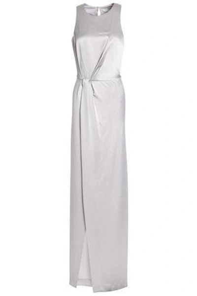 Halston Heritage Halston Woman Wrap-effect Satin-crepe Gown Light Gray