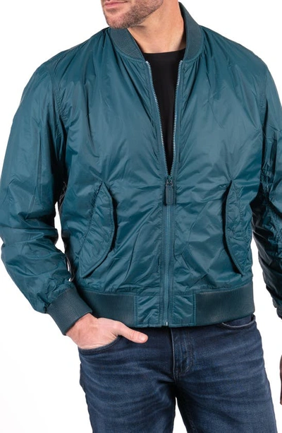 Robert Comstock Breeze Nylon Bomber Jacket In Emerald