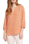 Nydj High-low Crepe Blouse In Morning Glory