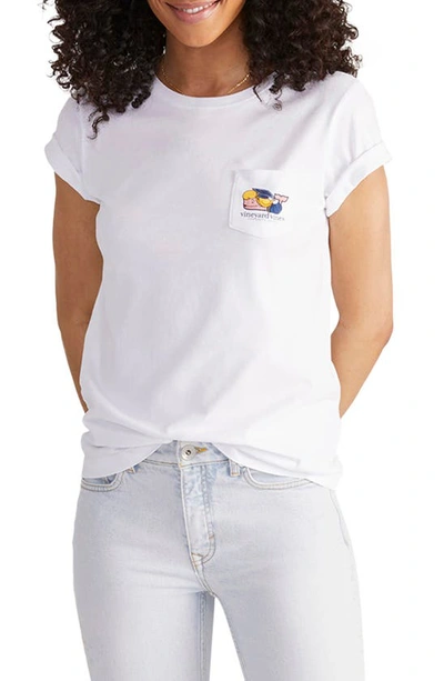 Vineyard Vines Graduation Whale Pocket Graphic T-shirt In White Cap