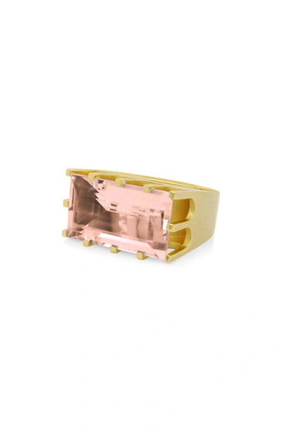 Dean Davidson Baguette-cut Simulated Stone Castle Ring In Morganite/ Gold