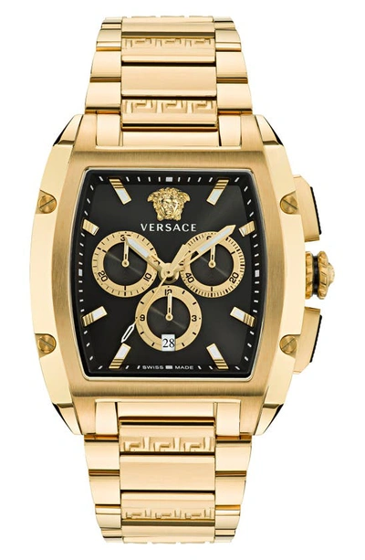 Versace Men's Swiss Chronograph Dominus Gold Ion Plated Bracelet Watch 42x50mm In Ip Yellow Gold