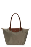 Longchamp Large Le Pliage Tote In Turtledove