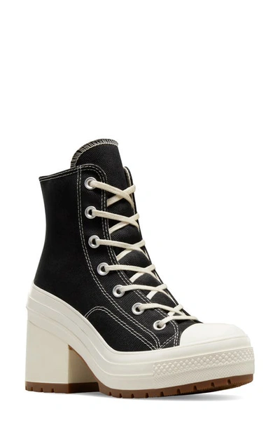 Converse Chuck 70 De Luxe Block Heel Sneaker In Black/ Egret/ Egret