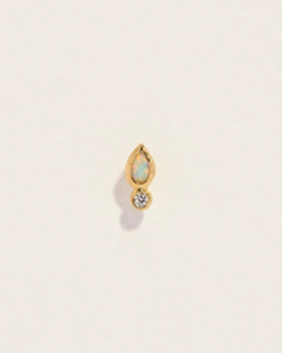 Piercing Bezel Pear Stud In Gold