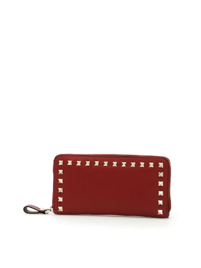Valentino Garavani Zip-around Wallet In Rubino|rosso