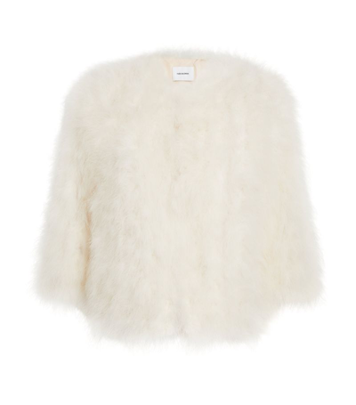 Yves Salomon Feather Cropped Jacket In Blanc