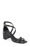 Jimmy Choo Rheea Leather Crisscross Block-heel Sandals In Black