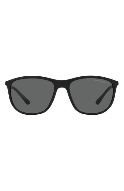 Emporio Armani 58mm Pillow Sunglasses In Matte Black