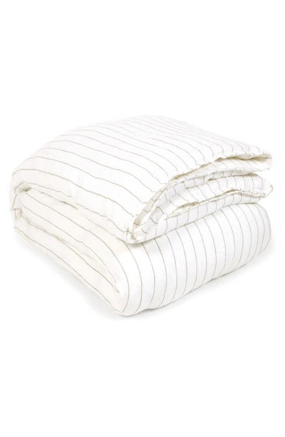 Pom Pom At Home Blake Stripe Linen Duvet Cover In White/natural