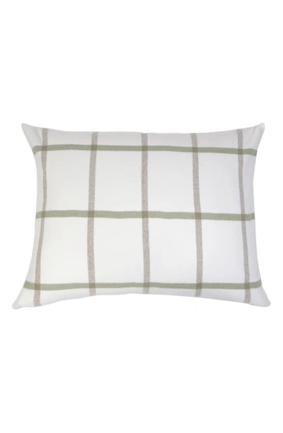 Pom Pom At Home Copenhagen Windowpane Check Cotton Accent Pillow In White/olive