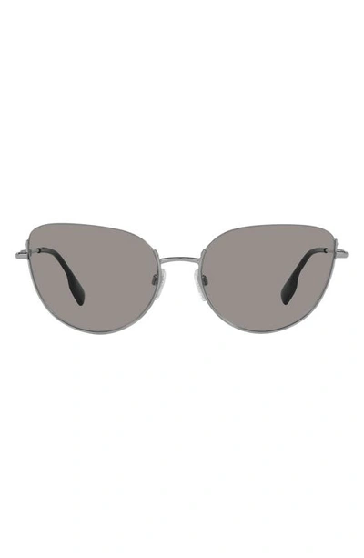 Burberry Harper 58mm Polarized Cat Eye Sunglasses In Silver