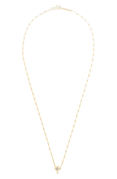 Lana Solo Diamond Mini Cross Pendant Necklace In Yellow Gold