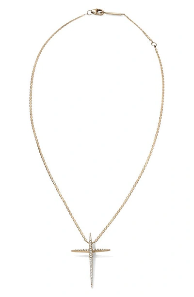 Lana Skinny Diamond Cross Pendant Necklace In Yellow Gold