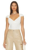 Free People Another Love Cap Sleeve Stretch Cotton Bodysuit In White