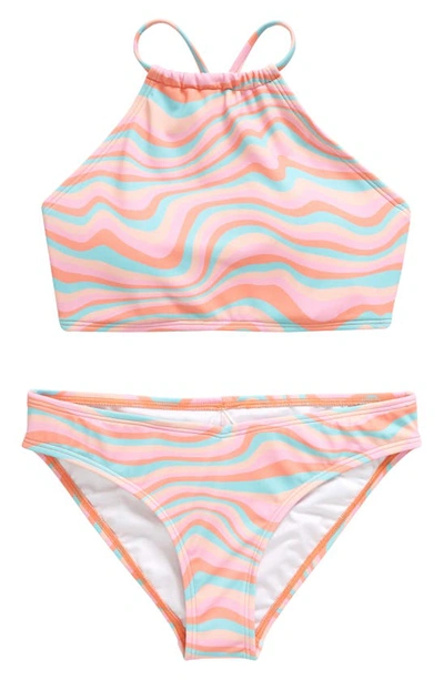 Billabong Kids' Sorbet Dreamz High Neck Two-piece Bikini In Pink Multi