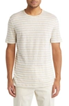 Hugo Boss Tiburt Stripe Linen T-shirt In Open White