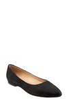 Trotters Estee Flat In Black Nubuck