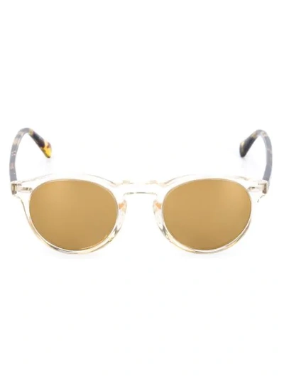 Oliver Peoples Gregory Peck Round Plastic Sunglasses, Clear/tortoise In Brown
