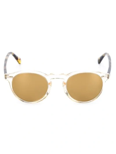 Oliver Peoples Gregory Peck Round Plastic Sunglasses, Clear/tortoise In Yellow