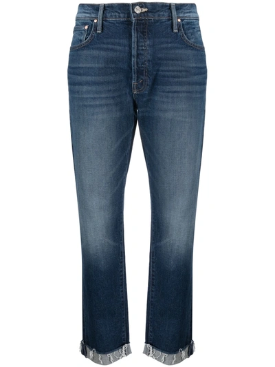 Mother The Scrapper Cropped Jeans In Blue