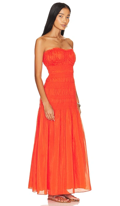 Nicholas Kalli Strapless Smocked Maxi Dress In Fire