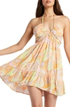 Roxy Juniors' Summer Nights Smocked-back Halter Dress In Mock Orange  Delic