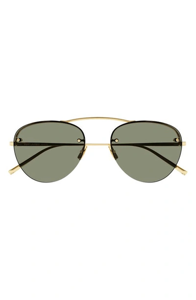 Saint Laurent 59mm Tinted Navigator Sunglasses In Gold