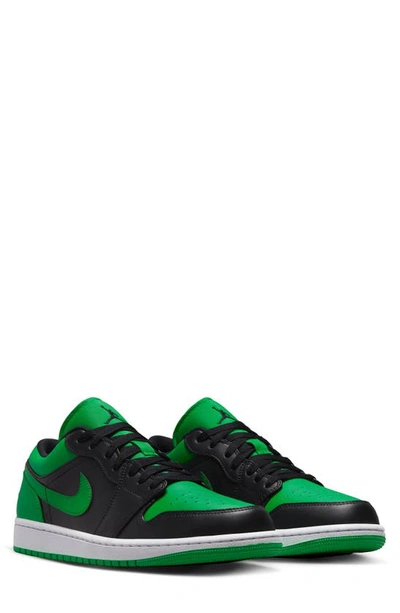 Jordan Nike Air  1 Low Sneaker In Black/ Lucky Green/ White