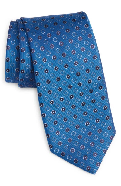 David Donahue Micro Dot Silk Tie In Blue