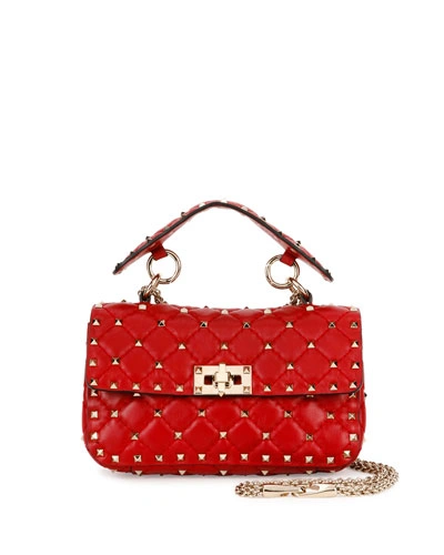 Valentino Garavani Rockstud Quilted Small Shoulder Bag, Red | ModeSens