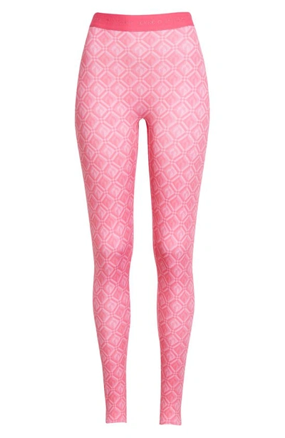 Marine Serre Crescent Print Jersey Leggings In Moon Diamant Fuschia Print