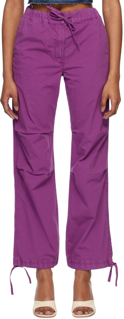 Ganni Cotton Cargo Pants In Purple