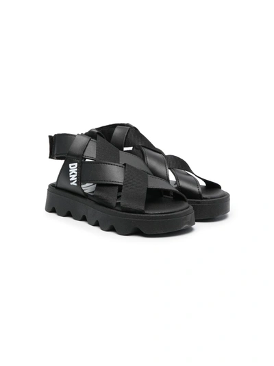 Dkny Kids' Girls Black Plaited Faux Leather Sandals