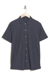 Westzeroone Broderick Dot Short Sleeve Cotton Blend Button-up Shirt In Blue Night