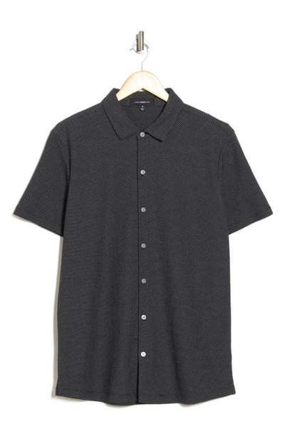 Westzeroone Broderick Dot Short Sleeve Cotton Blend Button-up Shirt In Black