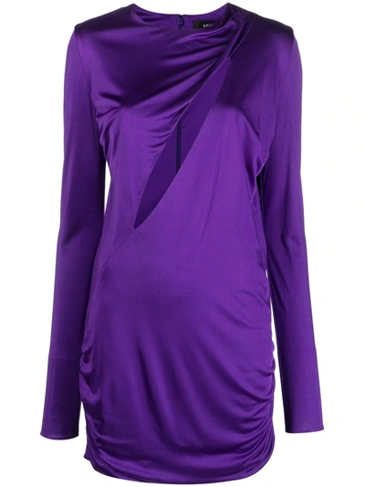 Versace Purple Minidress With Cut-out Detailing Satin Effect In Viscose Woman