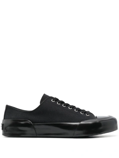 Jil Sander Lace-up Low-top Trainers In Black