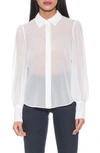 Alexia Admor Zayn Blouson Sleeve Button-up Shirt In Ivory