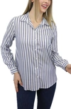Beachlunchlounge Arielle Stripe Button Front Top In Sailor Blue